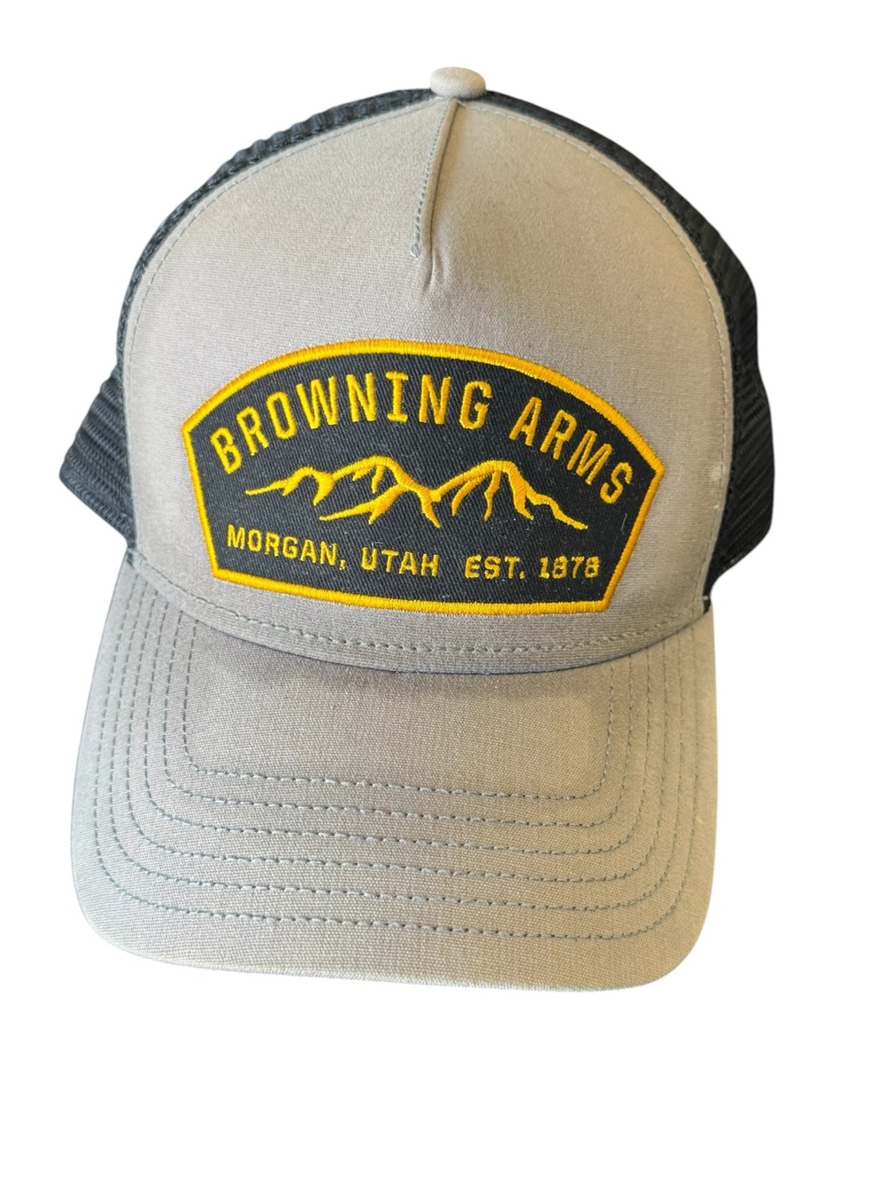Distressed Browning Arms GUNS Trucker Hat Gray Men’s OS